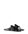 Prada Women's Brushed Leather Thong Sandals In Black