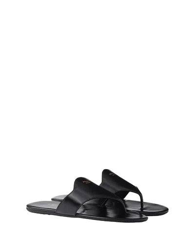 Prada Women's Brushed Leather Thong Sandals In Black