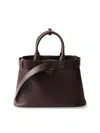Prada Women's Buckle Medium Leather Top Handle Bag With Belt In Brown