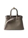 Prada Women's Buckle Medium Leather Top Handle Bag With Belt In Gray