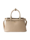 Prada Women's Buckle Small Leather Handbag With Double Belt In Beige Khaki