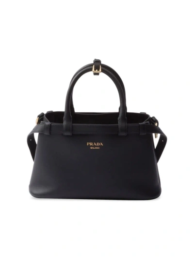 Prada Small Buckle Tote Bag In Black