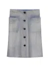 Prada Button-up Patch-pocket Skirt In Blue