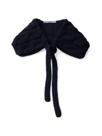 Prada Women's Cable Knit Wool Collar In Blue
