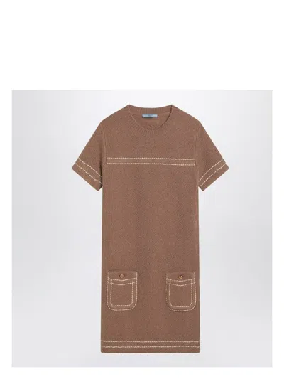 Prada Women's Camel-coloured Cashmere Short Dress