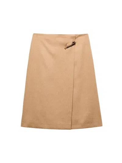 Prada Women's Camel Hair Midi Skirt In Brown