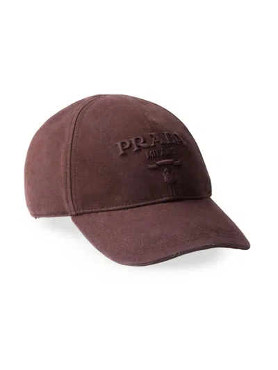 Prada Canvas Baseball Cap In Dark Red