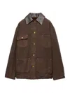 Prada Canvas Oversized Jacket In Brown