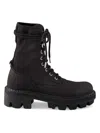 Prada Laced Boots With Grooved Sole In Black