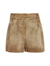 Prada Canvas Shorts In Beige Khaki