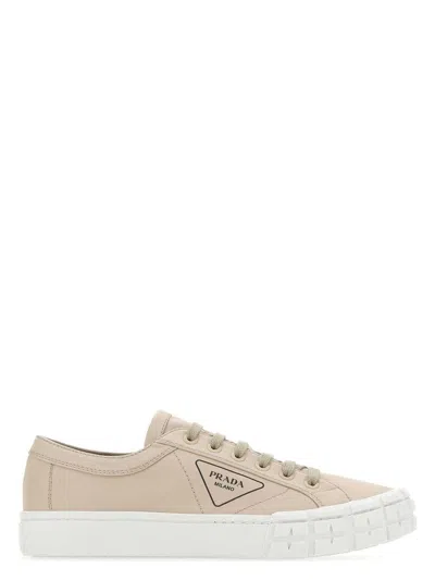 PRADA WOMEN'S CAPPUCCINO GABARDINE WHEEL SNEAKERS