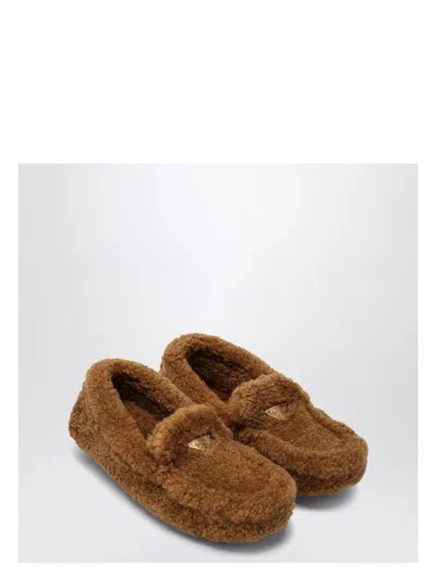 Prada Women's Caramel Coloured Sheepskin Driver Loafer
