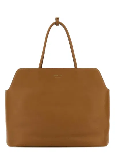 PRADA WOMEN'S CARAMEL LEATHER SHOPPING BAG