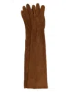 Prada Long Suede Gloves Button Detailing