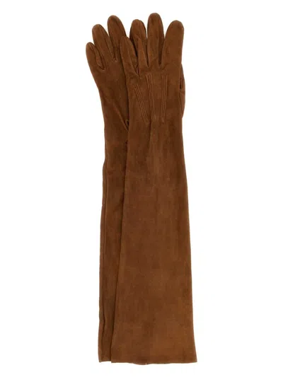 Prada Women's Caramel Suede Long Gloves