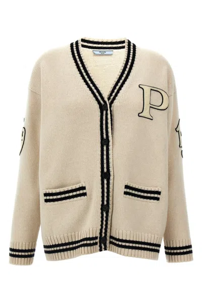 Prada Women Cardigan Patches In White