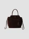 Prada Carry Medium Suede Bag In Brown