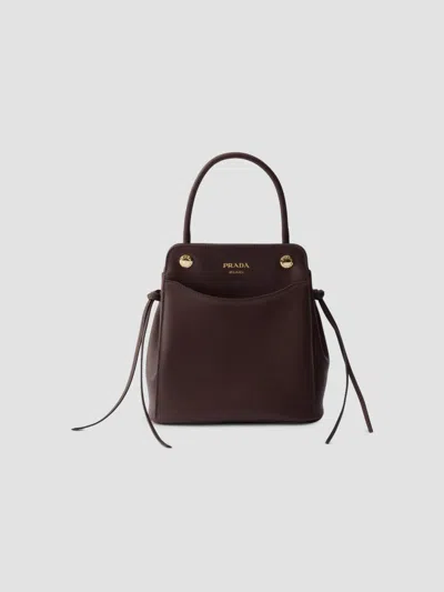 Prada Carry Mini Leather Handbag In Purple