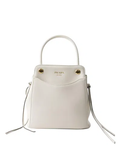 Prada Women's Carry Mini Leather Top Handle Bag In White
