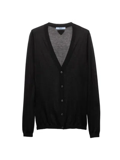 Prada Women's Cashmere And Silk Cardigan In Black