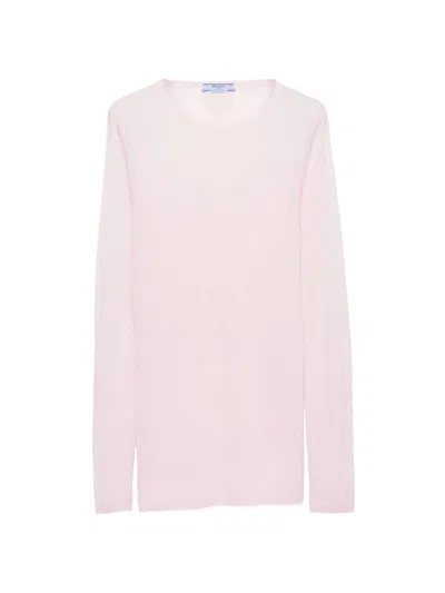 Prada Women's Cashmere And Silk Crew-neck Sweater In Pink