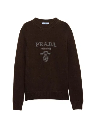 Prada Women's Cashmere And Wool Crew-neck Sweater In Brown