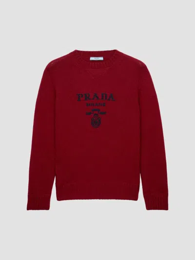 Prada Women's Cashmere And Wool Crew-neck Sweater In Dark Red