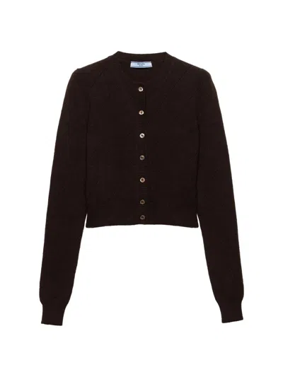 Prada Women's Cashmere Cardigan In Brown
