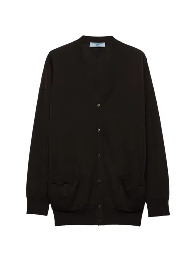 Prada Women's Cashmere Cardigan In Brown