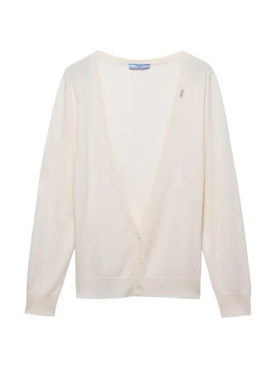 Prada Women's Cashmere Cardigan In White