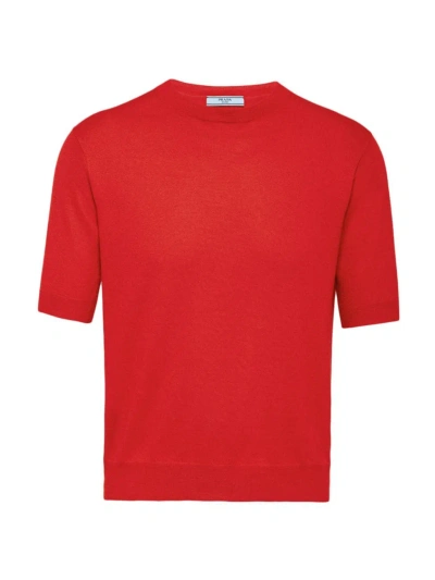 Prada Women's Cashmere Crew-neck Sweater In Red