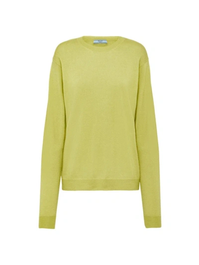 Prada Women's Cashmere Crewneck Sweater In Yellow