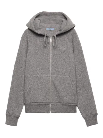 Prada Women's Cashmere Hooded Cardigan In Gray