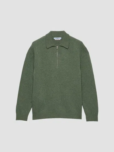 Prada Women's Cashmere Polo Sweater In Green