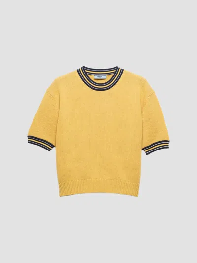 Prada Women's Cashmere Short-sleeved Sweater In Yellow