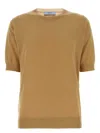 Prada Superfine Cashmere Short-sleeve Sweater In Animal Print