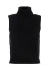 Prada Sleeveless High Neck Ribbed Hem Knitwear In Black