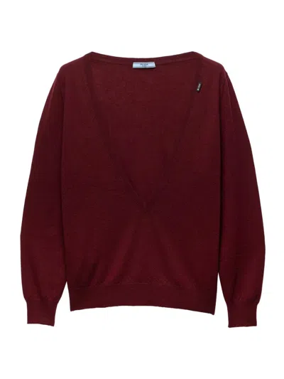 PRADA WOMEN'S CASHMERE V-NECK SWEATER
