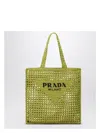 Prada Cedar-colored Crochet Tote Bag With Logo In Yellow
