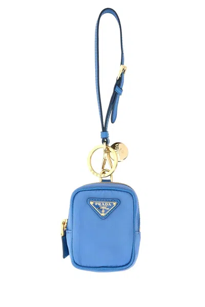 PRADA PRADA WOMEN CERULEAN BLUE RE-NYLON RE-EDITION 1978 KEY RING