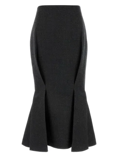 PRADA WOMEN'S CHARCOAL WOOL SKIRT