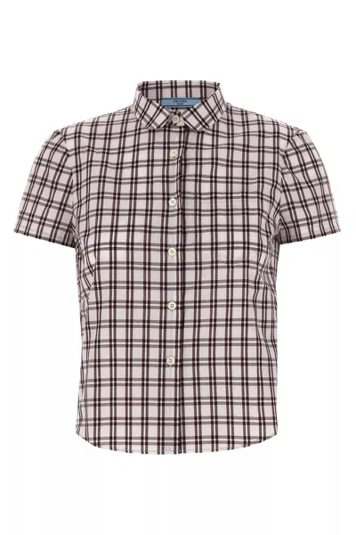 Prada Women Check Shirt In Gray