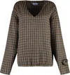 Prada Women's Checked Cashgora Sweater In Beige