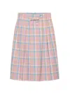 Prada Checked Cotton Midi Skirt In Pink