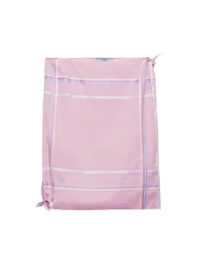 Prada Short Batista Cotton Check Skirt In Pink