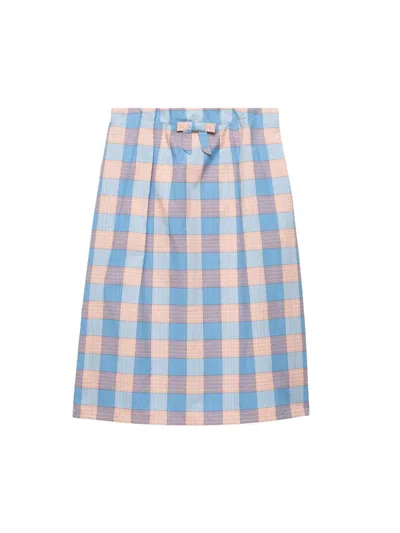 Prada Women's Checked Poplin Midi Skirt In Pink