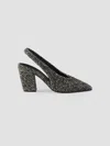 Prada White And Black Slingback Pumps In Chevron Fabric In Multi