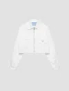 Prada Cropped Jacket Buttoned Cuffs Front Pockets In White