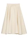 Prada Triangle-logo Flared Midi Skirt In White
