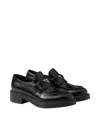 Prada Chocolate Black Brushed Leather Moccasin Women In Black